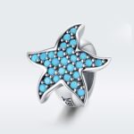 Azul completo diamante estrella de mar con cuentas de plata esterlina S925 cuentas sueltas DIY pulsera cuentas de plata - Imagen 2