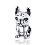 Pulsera de bricolaje con cuentas de bulldog francés de plata esterlina S925, cuentas sueltas
