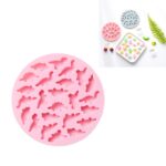 10 piezas redondas de dibujos animados suave gelatina de caramelo molde de silicona vaporable helado Chocolate molde de goteo, Dinosaur World(Pink)