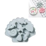 6 uds 3D creativo organismo oceánico en forma de molde de pastel de silicona para hornear molde de cubitos de hielo de Chocolate, Ocean Organism Shape(Blue)