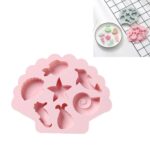 6 uds 3D creativo organismo oceánico en forma de molde de pastel de silicona para hornear molde de cubitos de hielo de Chocolate, Ocean Organism Shape(Pink)