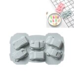 6 uds pastel creativo molde de Chocolate 3D coche de dibujos animados hogar silicona para hornear bandeja de hielo molde, 3D Car Shape (Blue)