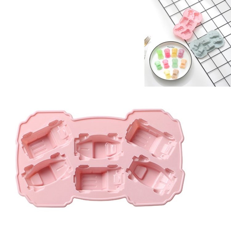 TBD0426873701B.jpg 6 uds pastel creativo molde de Chocolate 3D coche de dibujos animados hogar silicona para hornear bandeja de hielo molde, 3D Car Shape(Pink) - Imagen 1