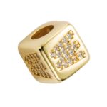 3 uds pulsera de cuentas de letras inglesas latón con microincrustaciones pareja hilo rojo tirar DIY pulsera joyería, W - Imagen 2