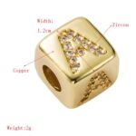 3 uds pulsera de cuentas de letras inglesas latón con microincrustaciones pareja hilo rojo tirar DIY pulsera joyería, X - Imagen 3