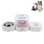 Bebedero automático lavable extraíble transparente para mascotas con caja de comida de acero inoxidable, Single Bowl (Pink)