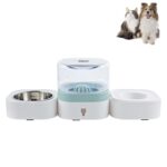 Bebedero automático lavable extraíble transparente para mascotas con caja de comida de acero inoxidable, Single Bowl (Green)