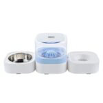 Bebedero automático lavable extraíble transparente para mascotas con caja de comida de acero inoxidable, Single Bowl (Blue) - Imagen 2