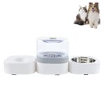 Bebedero automático lavable extraíble transparente para mascotas con caja de comida de acero inoxidable, Single Bowl (Gray)