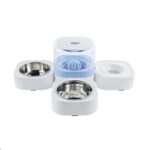 Bebedero automático lavable extraíble transparente para mascotas con caja de comida de acero inoxidable, Double Bowls (Blue) - Imagen 2