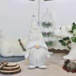 Muñeco anciano sin rostro decoración de ventanas decoraciones navideñas muñecas, Short Leg (White)