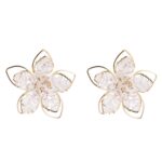 Pendientes de flores huecas de cristal fresco pendientes femeninos de temperamento de aguja de plata S925