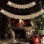 Conjunto de decoración de fiesta de Navidad Bandera de letra de Navidad Bandera Bandera de torta con etiqueta en espiral