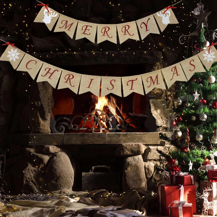 TBD04269579.jpg Conjunto de decoración de fiesta de Navidad Bandera de letra de Navidad Bandera Bandera de torta con etiqueta en espiral - Imagen 1