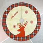 Falda de árbol impresa alce de lino Adornos navideños Decoración de la parte inferior del árbol de Navidad - Imagen 2