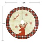 Falda de árbol impresa alce de lino Adornos navideños Decoración de la parte inferior del árbol de Navidad - Imagen 3