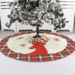 Falda de árbol impresa alce de lino Adornos navideños Decoración de la parte inferior del árbol de Navidad - Imagen 4