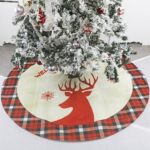 Falda de árbol impresa alce de lino Adornos navideños Decoración de la parte inferior del árbol de Navidad - Imagen 5