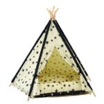 Lona de algodón Tienda para mascotas Cama para perros y gatos con cojín, Large 60×60×70cm