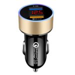 2 uds anillo de aluminio 5V3.1A cargador de coche con pantalla QC3.0 + 3.1A cargador de coche con pantalla Digital Halo multifunción de aleación de aluminio, WMY-C030 (Gold) - Imagen 2