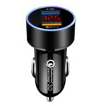 2 uds anillo de aluminio 5V3.1A cargador de coche con pantalla QC3.0 + 3.1A cargador de coche con pantalla Digital Halo multifunción de aleación de aluminio, WMY-C030 (Elegant Black) - Imagen 2