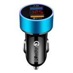 2 uds anillo de aluminio 5V3.1A cargador de coche con pantalla QC3.0 + 3.1A cargador de coche con pantalla Digital Halo multifunción de aleación de aluminio, WMY-C030 (Sapphire Blue) - Imagen 2