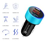 2 uds anillo de aluminio 5V3.1A cargador de coche con pantalla QC3.0 + 3.1A cargador de coche con pantalla Digital Halo multifunción de aleación de aluminio, WMY-C030 (Sapphire Blue) - Imagen 4