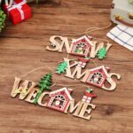 Listado de bienvenida de casa en inglés de madera navideña de 3 piezas, Old Man, Snowman, Elk - Imagen 2