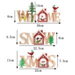 Listado de bienvenida de casa en inglés de madera navideña de 3 piezas, Old Man, Snowman, Elk - Imagen 4