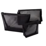 Bolsa de cosméticos de malla transparente negra, bolsa de almacenamiento de cosméticos de viaje de gran capacidad de tres piezas, Three-piece Storage Bag - Imagen 2