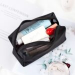 Bolsa de cosméticos de malla transparente negra, bolsa de almacenamiento de cosméticos de viaje de gran capacidad de tres piezas, Three-piece Storage Bag - Imagen 3