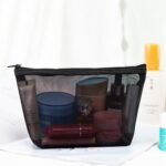 Bolsa de cosméticos de malla transparente negra, bolsa de almacenamiento de cosméticos de viaje de gran capacidad de tres piezas, Three-piece Storage Bag - Imagen 4