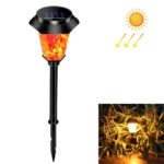Lámpara de paisaje dinámico de llama solar LED Luz de césped de jardín al aire libre