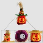 2 piezas de decoración de barra de espuma brillante hueca con linterna de calabaza de Halloween, Yellow Hat, Green Hat - Imagen 4