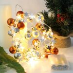 2m 20LEDs Luces de cadena de Navidad Campanas de Navidad Lámpara de decoración de bolas, Withered Gold  Bell