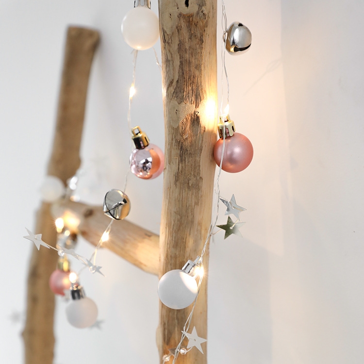 TBD0461791803.jpg 2m 20LEDs Luces de cadena de Navidad Campanas de Navidad Lámpara de decoración de bolas, Pink Bell - Imagen 1