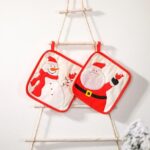 3 uds., decoraciones navideñas, guantes aislantes, mantel individual aislante, guante para microondas, Gloves, Placemat - Imagen 4
