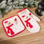 3 uds., decoraciones navideñas, guantes aislantes, mantel individual aislante, guante para microondas, Gloves, Placemat - Imagen 5