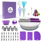 Juego de plato giratorio para pasteles, mesa decorativa, boca, bolsa de silicona, combinación DIY para hornear, 60 PCS/Set