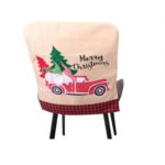 Funda de asiento de decoración navideña, funda de asiento para el hogar artesanal de lino, Santa Slaus Car
