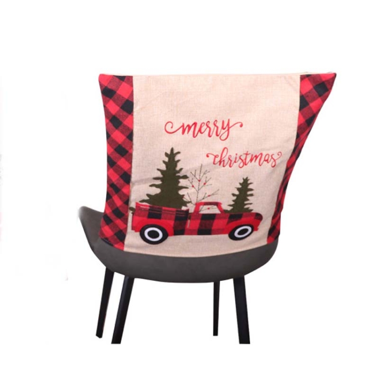 TBD0461795802.jpg Funda de asiento de decoración navideña, funda de asiento para el hogar artesanal de lino, Plaid Car - Imagen 1