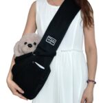 Bolsa de viaje para mascotas Bolsa de hombro tipo mensajero de algodón, Black