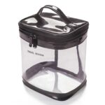 Bolsa de cosméticos transparente impermeable de viaje de 2 uds bolsa de almacenamiento de lavado multifuncional antiarrugas y sin olores, Black Cylinder