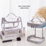 Bolsa de cosméticos transparente impermeable de viaje de 2 uds bolsa de almacenamiento de lavado multifuncional antiarrugas y sin olores, Black Cylinder - Imagen 3