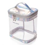 Bolsa de cosméticos transparente impermeable de viaje de 2 uds bolsa de almacenamiento de lavado multifuncional antiarrugas y sin olores, Silver Gray Cylinder
