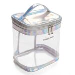 Bolsa de cosméticos transparente impermeable de viaje de 2 uds bolsa de almacenamiento de lavado multifuncional antiarrugas y sin olores, Silver Gray Cylinder - Imagen 2