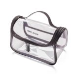 Bolsa de cosméticos transparente impermeable de viaje de 2 uds bolsa de almacenamiento de lavado multifuncional antiarrugas y sin olores, Black Square