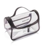 Bolsa de cosméticos transparente impermeable de viaje de 2 uds bolsa de almacenamiento de lavado multifuncional antiarrugas y sin olores, Black Square - Imagen 2