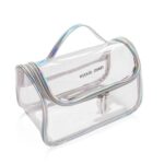 Bolsa de cosméticos transparente impermeable de viaje de 2 uds bolsa de almacenamiento de lavado multifuncional antiarrugas y sin olores, Silver Gray Square - Imagen 2