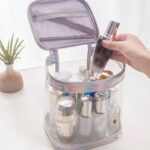 Bolsa de cosméticos transparente impermeable de viaje de 2 uds bolsa de almacenamiento de lavado multifuncional antiarrugas y sin olores, Silver Gray Square - Imagen 5